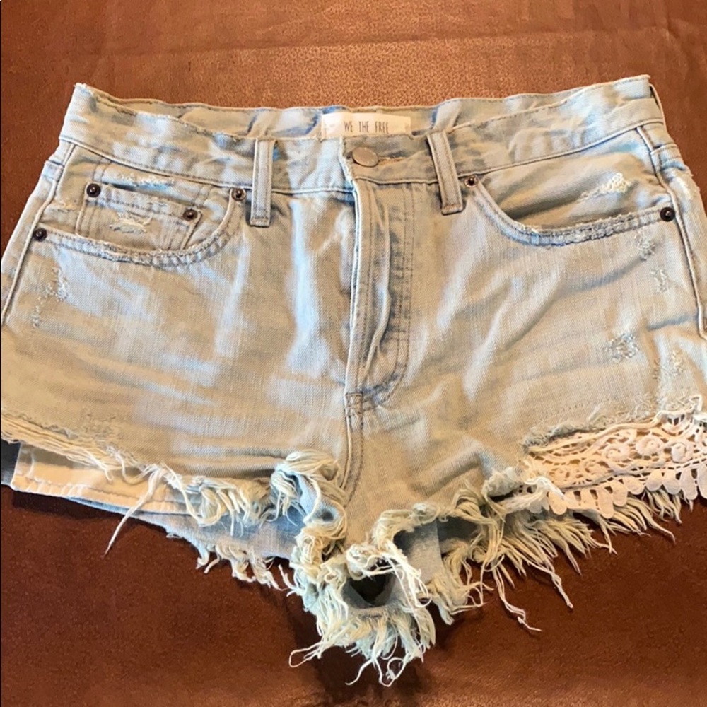 Free People Distressed Denim Shorts